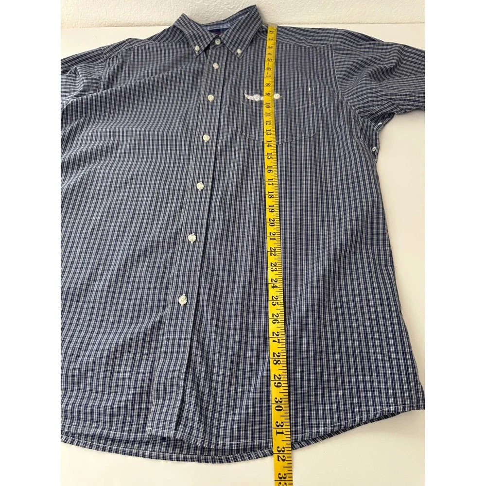 Ariat Relentless Mens Large Navy Blue Check Long Sleeve Button Down Shirt Cotton